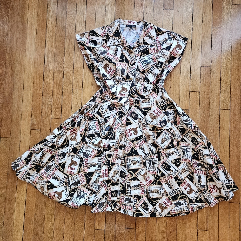 Devil and Desire Shirtwaist Swing Dress With Matching Headwrap EUC UK 16
